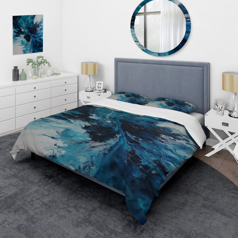 Ensemble de housse de couette en microfibre / polyester bleu sarcelle et noir Aims Whimsy I