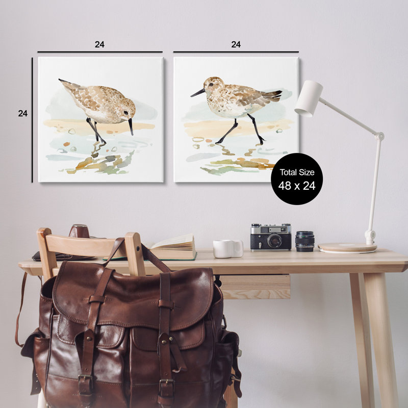 «Sea Birds On Shore On Canvas» par Victoria Barnes, H 24 po x l 24 po x P 1,5 po
