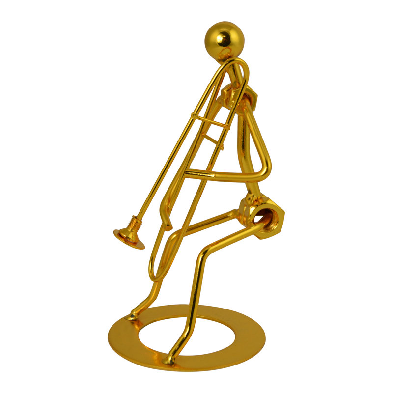 7" Gold Metal Trombone Player Figurine