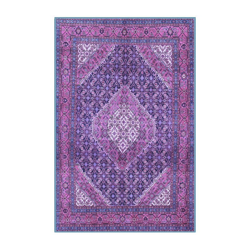 Tapis oriental mauve / bleu tissé à la machine 8 pi x 10 pi