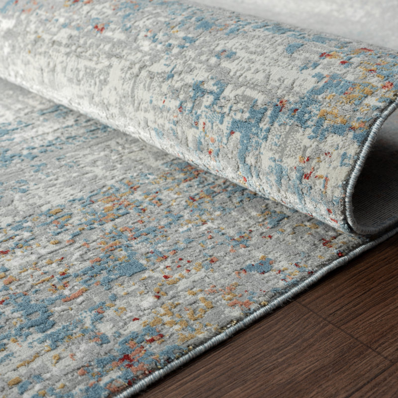 D Abstract Area Rug in Gray, Rectangle 8'6" x 11'6"