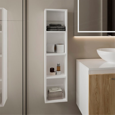 Tall Wall-Mounted Bathroom Cabinet Storage With 4 Open Shelves, Slim Bathroom Organizer
