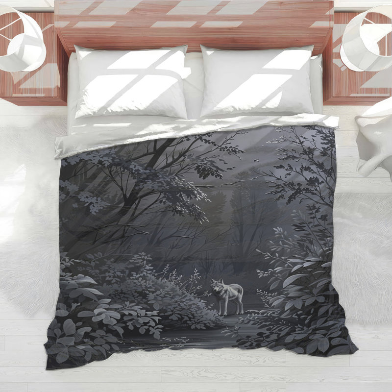 Gray Wolf In Forest Comforter, Twin Extra Long