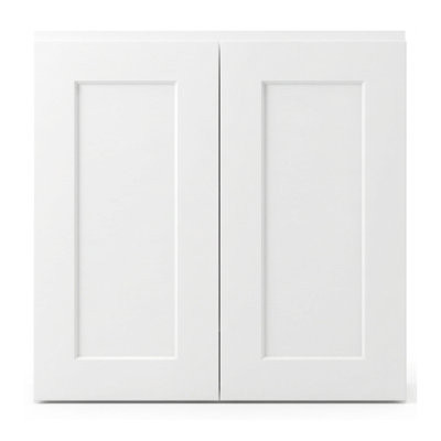 Meuble de cuisine mural moderne de style Shaker en bois massif et contreplaqué blanc, à 2 portes - 91,4 cm (36 po) de hauteur