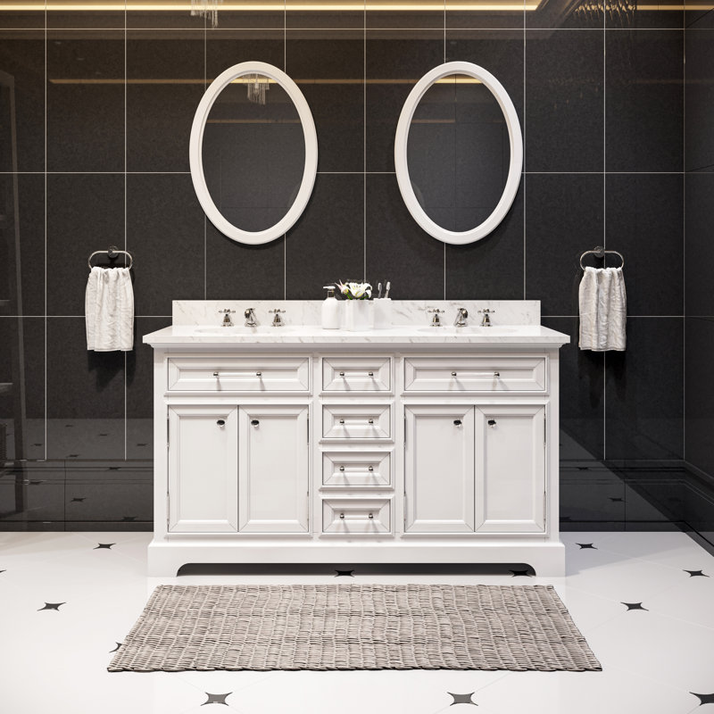 Ensemble de meuble-lavabo double 60 po Goyette, Blanc