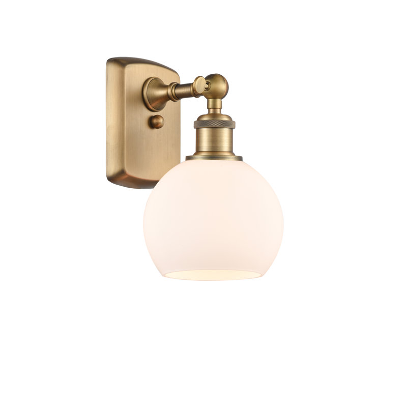 Applique murale 1 lumière 6 po Shauna, Blanc mat, Incandescente, Laiton brossé