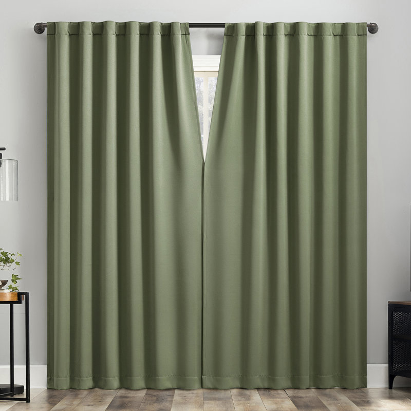 Paire de rideaux 100% occultant Aria, L 52 po x L 63 po, Vert sauge