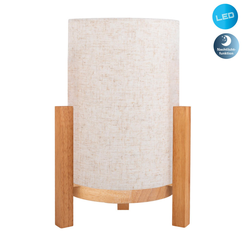 Bulman Wood Standard Table Lamp Lamp, Brown, Cream, 32cm H x 21cm W x 21cm D