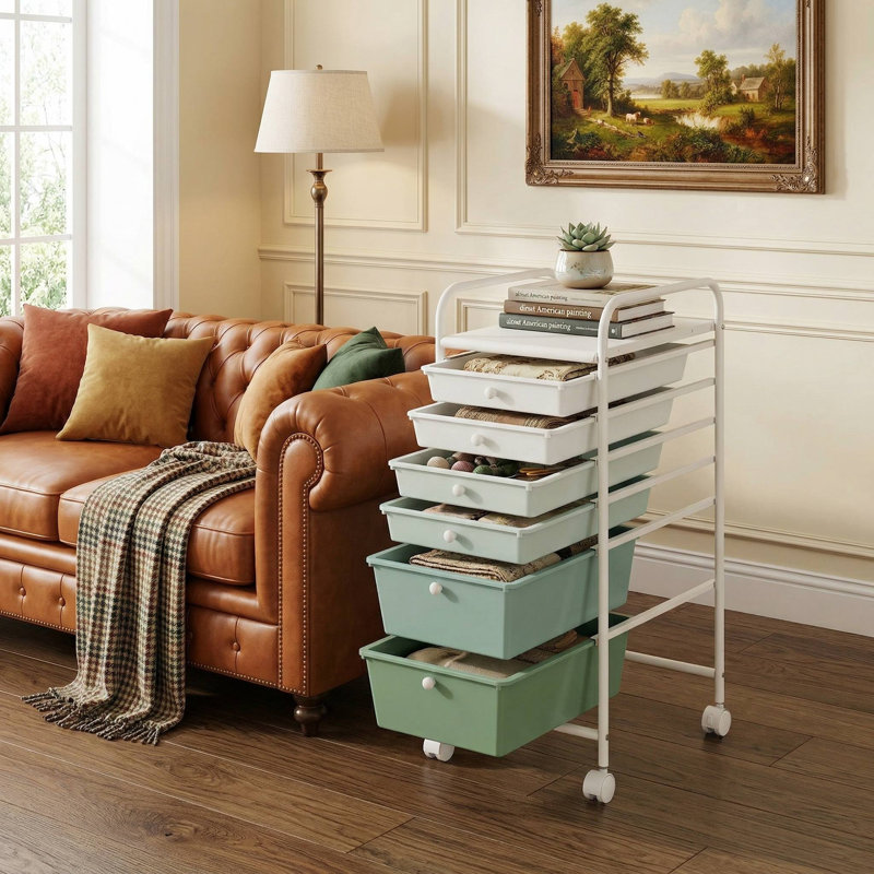 Heavy-Duty 6-Drawer Mobile Rolling Utility Storage Organizer Trolley With Lockable Universal Wheels & Smooth Pull-Out Drawers, Multi-Scenario Storage Cart For Craft Room Home Office