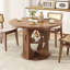 Table de salle à manger extensible ronde pour 4 à 6 personnes, table de salle à manger ovale avec rangement, table circulaire avec rallonge-134353104