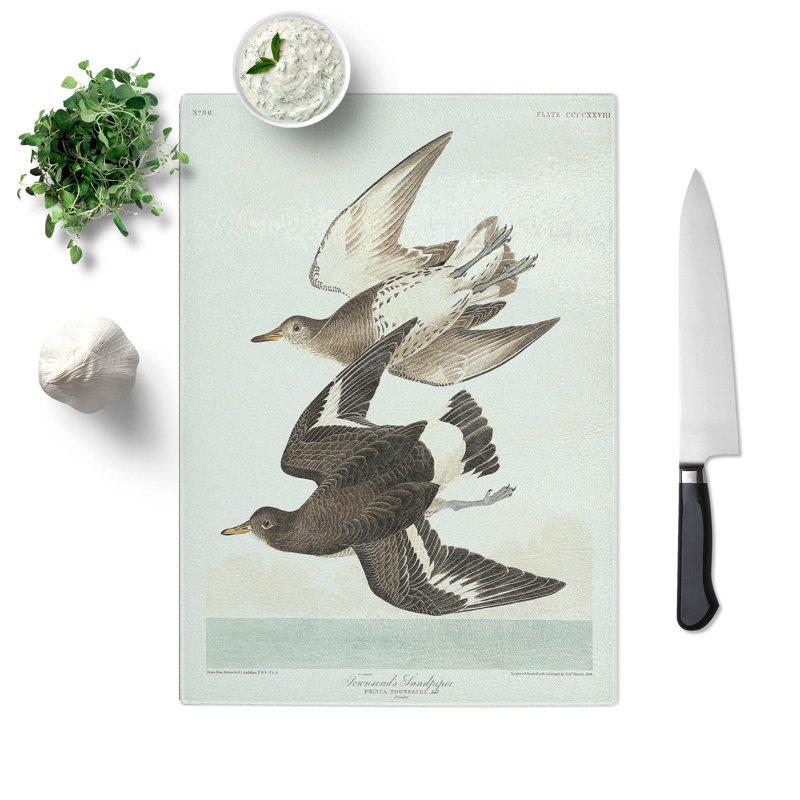Glass Flying Sandpiper Birds by John James Audubon Chopping Board, 39 cm W x 28.5 cm L