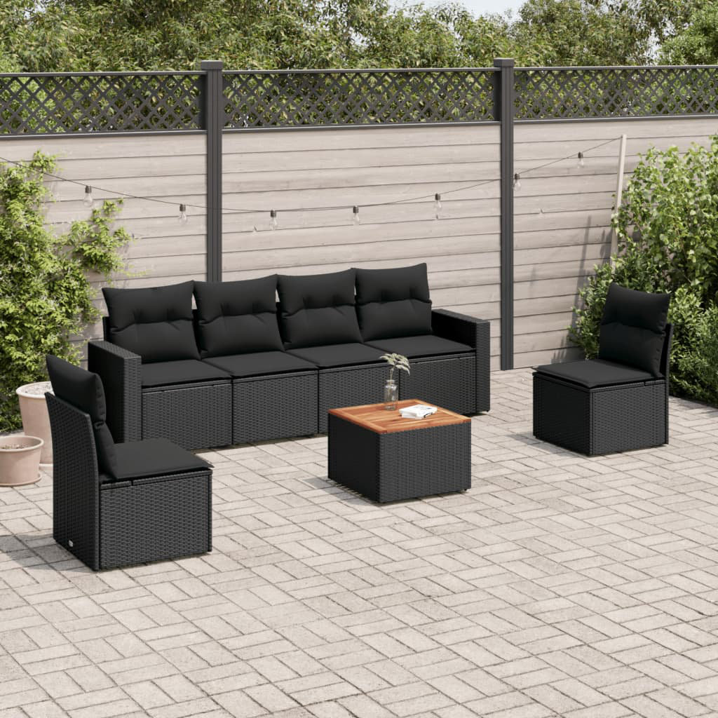 6-Sitzer Wicker-Lounge-Set mit Polster