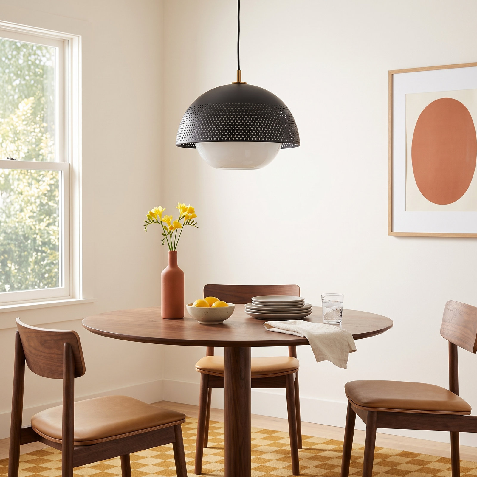 Bacco Single Light Glass Dimmable Pendant, Black