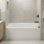 Baignoire de trempage en alcôve en acrylique avec tablier frontal 54 "Condris, débordement rond, drain à droite, blanc Condris