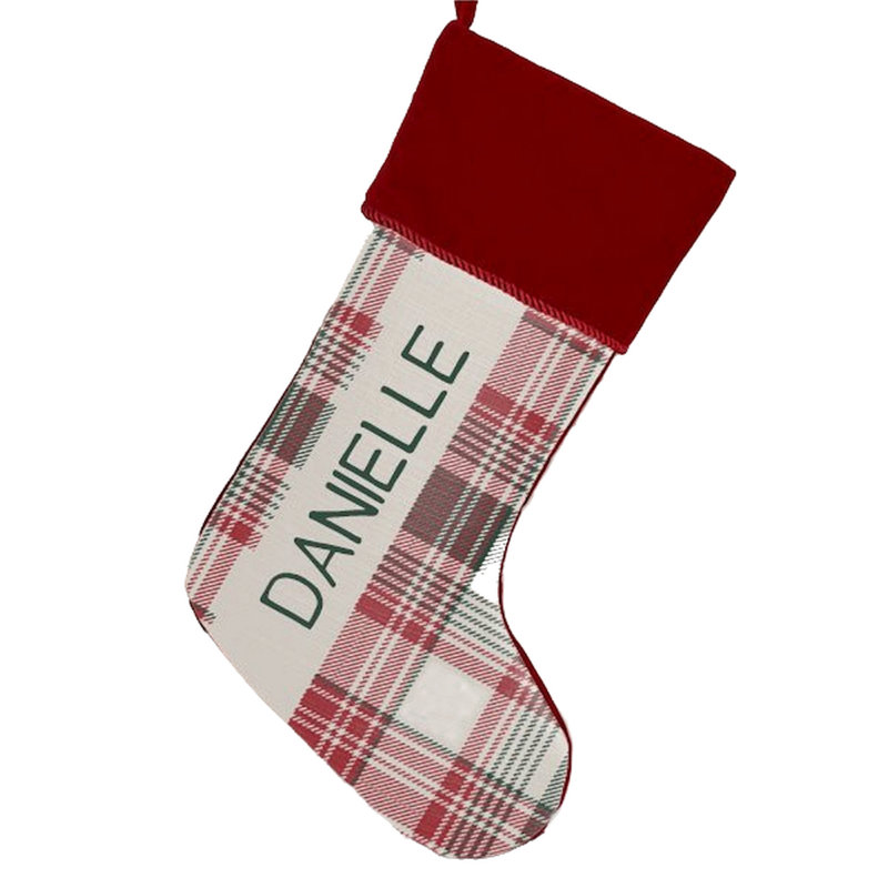 Chaussette de Noël personnalisée à carreaux frais, Oui