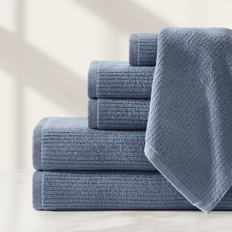 Egyptian Cotton Ribbed Towels, Slate, Bath Towel