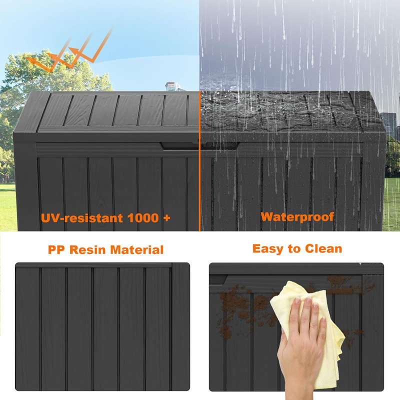 80 Gallon Black Resin Lockable Outdoor Deck Box