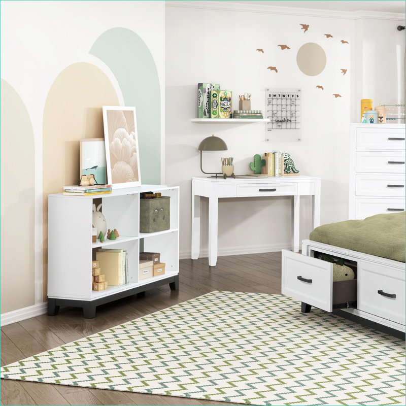 Bureau, bureau d'écriture rustique transitionnel blanc 42 po avec tiroir | Bois | Blanc