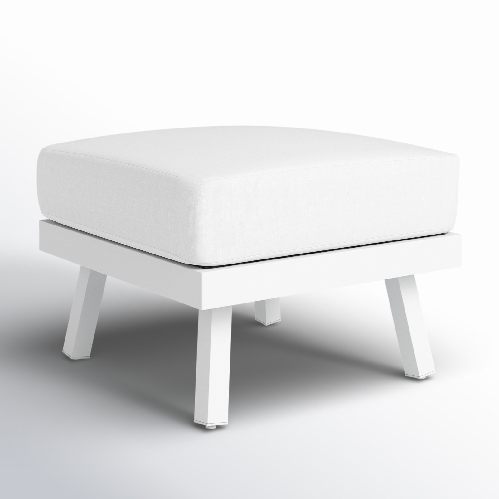 Armando Upholstered Outdoor Ottoman with Cushion, White Sunbrella®, White