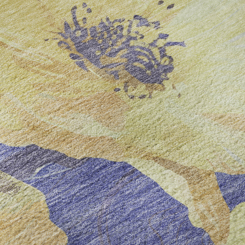 Tapis floral Premium Floyd AMF1542 lavable à la machine, Rectangle 5 pi x 7 pi 6 po