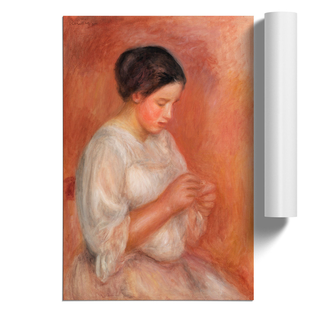 Woman Sewing by Pierre Auguste Renoir - Frameless Print