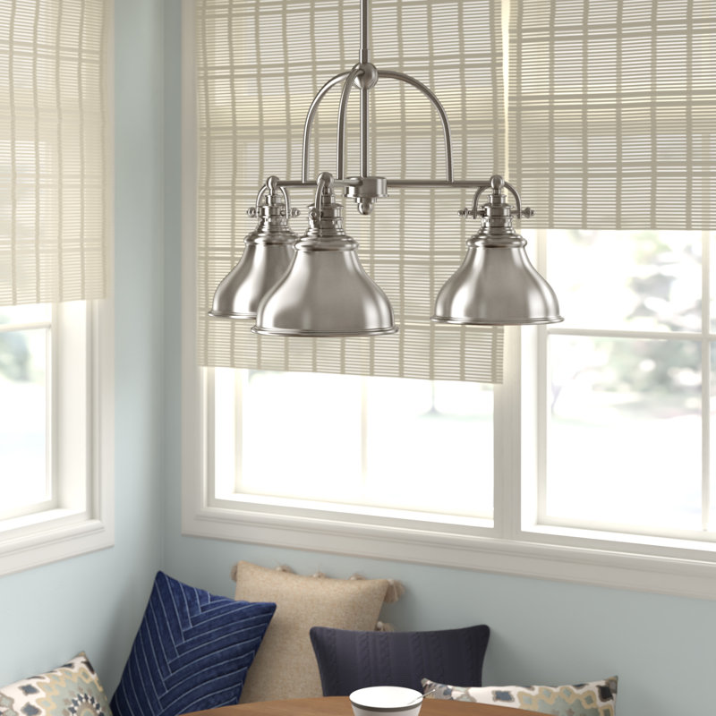 Lustre classique / traditionnel à 3 lumières, Nickel brossé