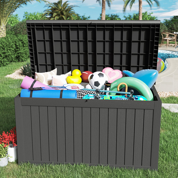 Devoko 230 Gallon Outdoor Box Deck Plastic Resin Storage Box Large Capacity, Black