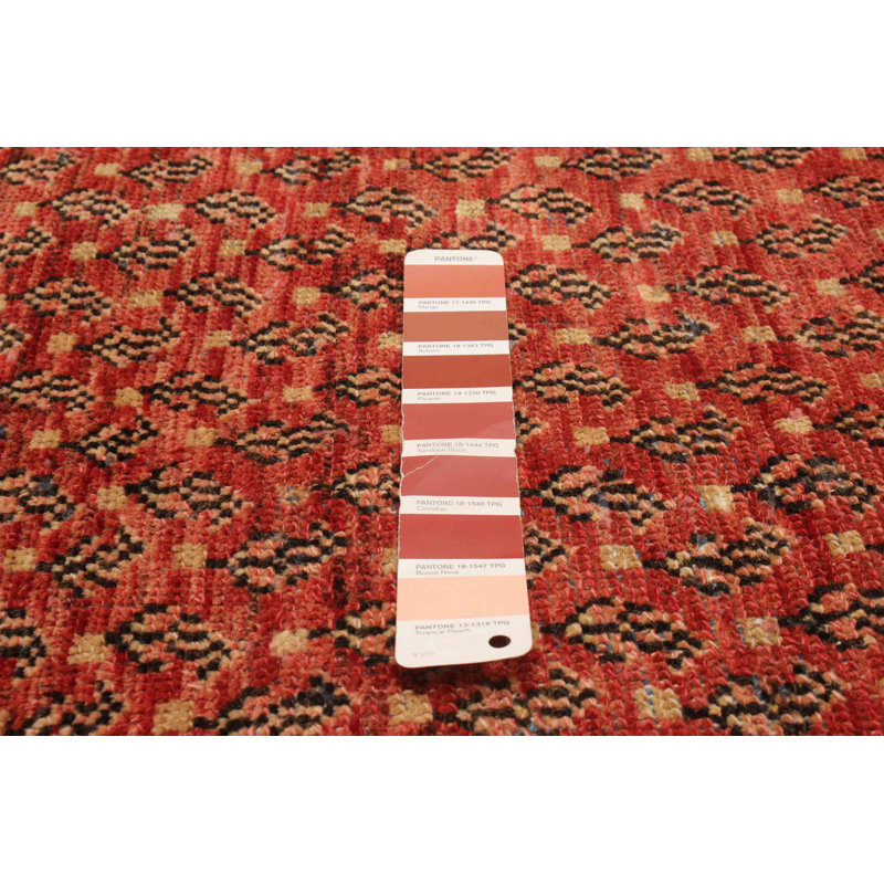 Tapis rouge unique fait à la main 3 pi 5 po x 13 pi 7 po Andelz