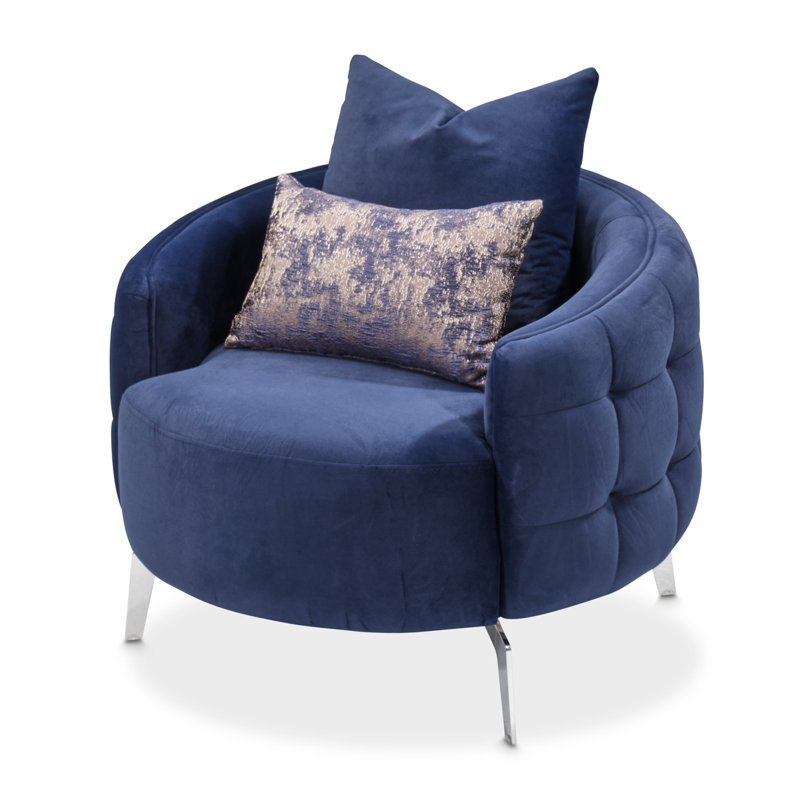 A La Carte Barrel Chair, Silver, Indigo Velvet