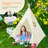 Costway 47'' W x 47'' D Indoor / Outdoor Pine Wood, Cotton Canvas Triangular Play Tent