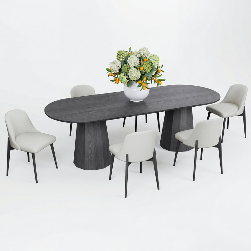 Zeno 6-Person Double Pedestal Solid Wood Dining Set