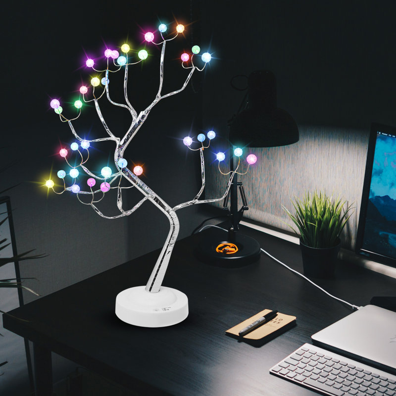 36 LED RGB Colour Changing Bonsai Light Fairy Tree Lamp USB Battery Operated Remote Control 16 Colour DIY Branches Artificial Tree With Timer(Crack Ball)