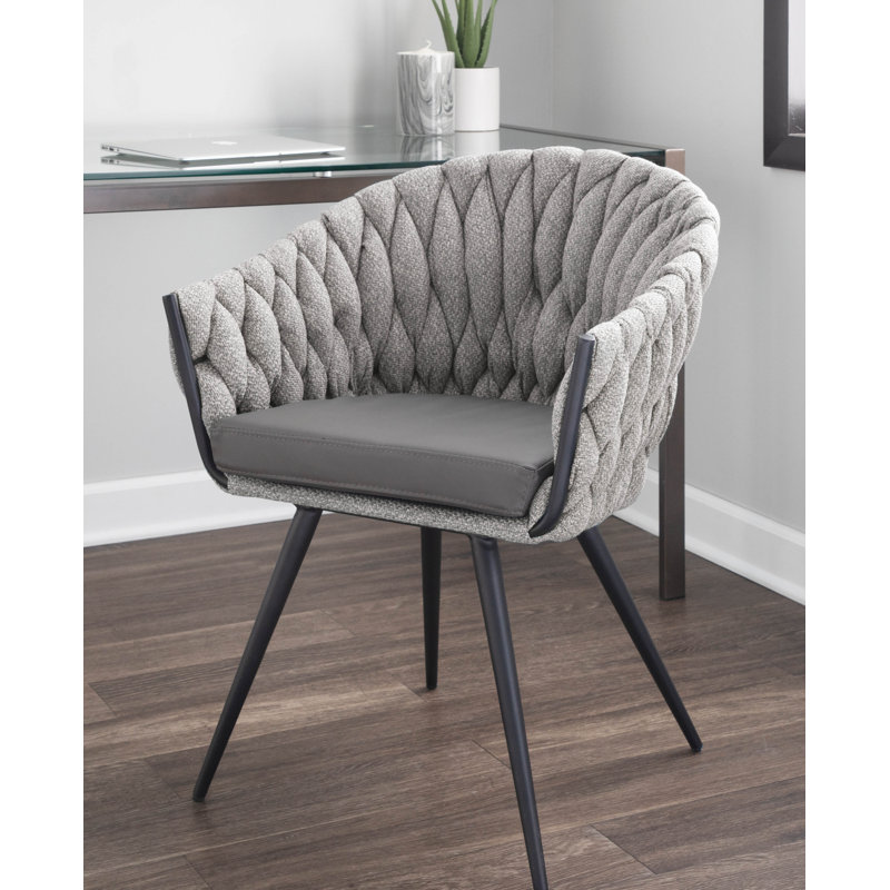 Maddison Braided Upholstered Arm Chair, Gray
