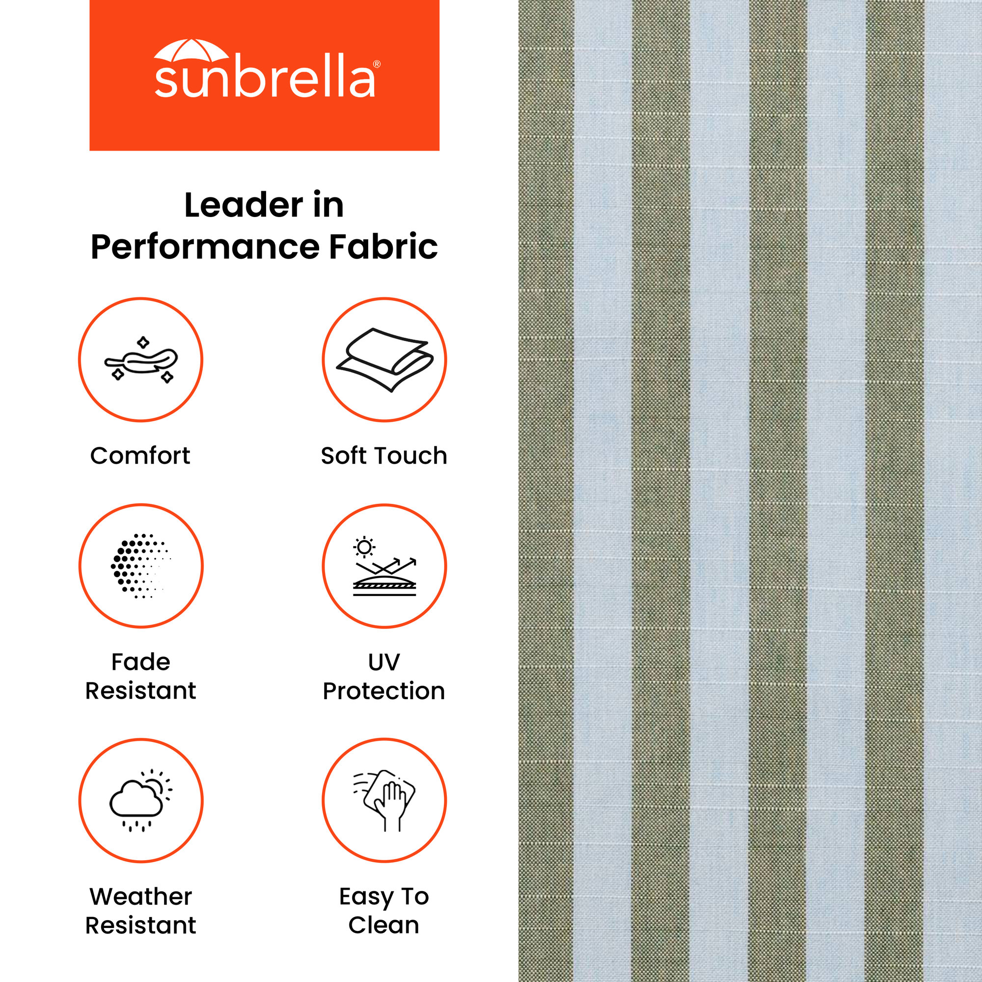 Praia 96" Sunbrella® Modular Outdoor Sofa, Green Striped Sunbrella®