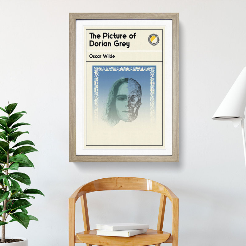 Book Cover the Picture of Dorian Grey Oscar Wilde - Picture Frame Graphic Art, 65cm H x 48cm W x 2cm D, Oak