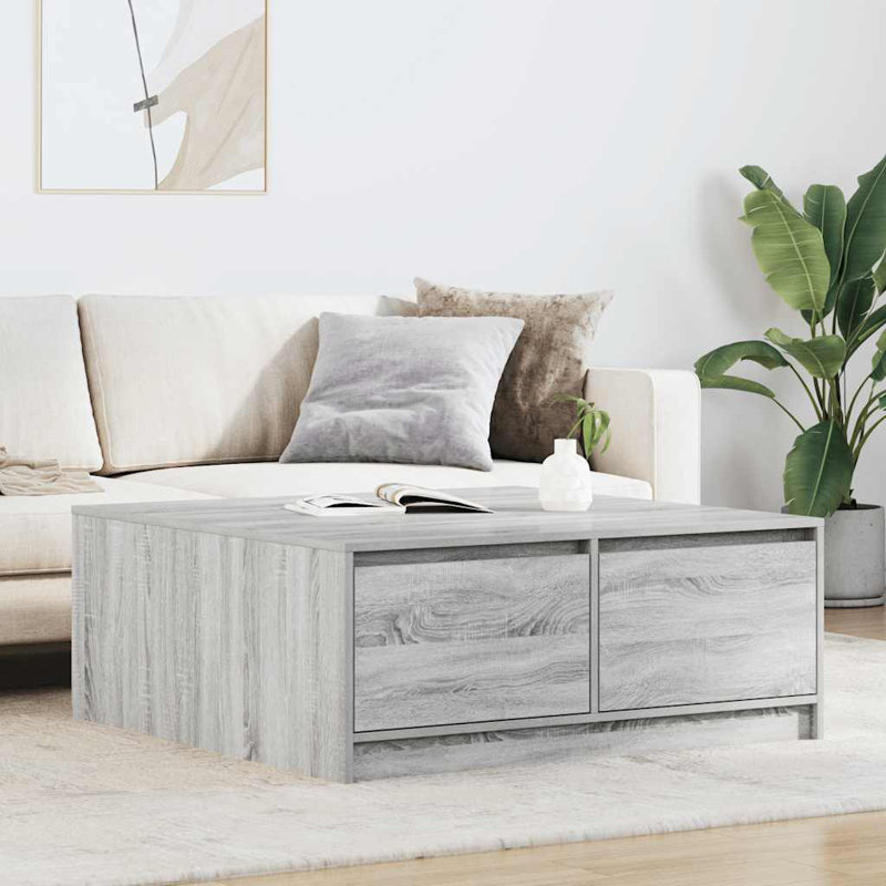 Coffee Table with Storage, 40" H x 100" L x 100" W, Gray Sonoma
