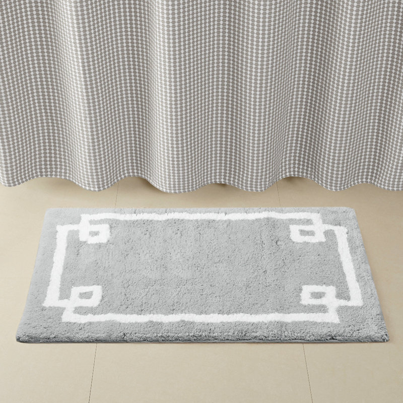 Grey Cotton Tufted Bath Rug, 40" L x 24" W