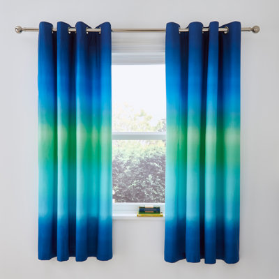 Ombre Stripe Lined Eyelet Curtains