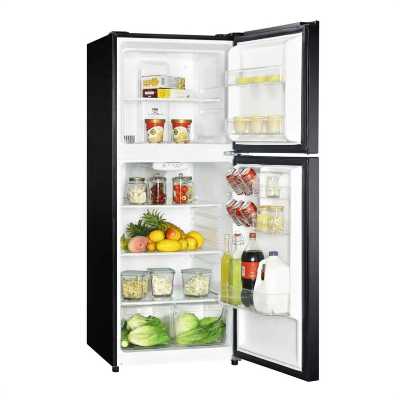 Magic Chef 10.1-cu. ft. Refrigerator with Top Freezer in Platinum Steel, Black