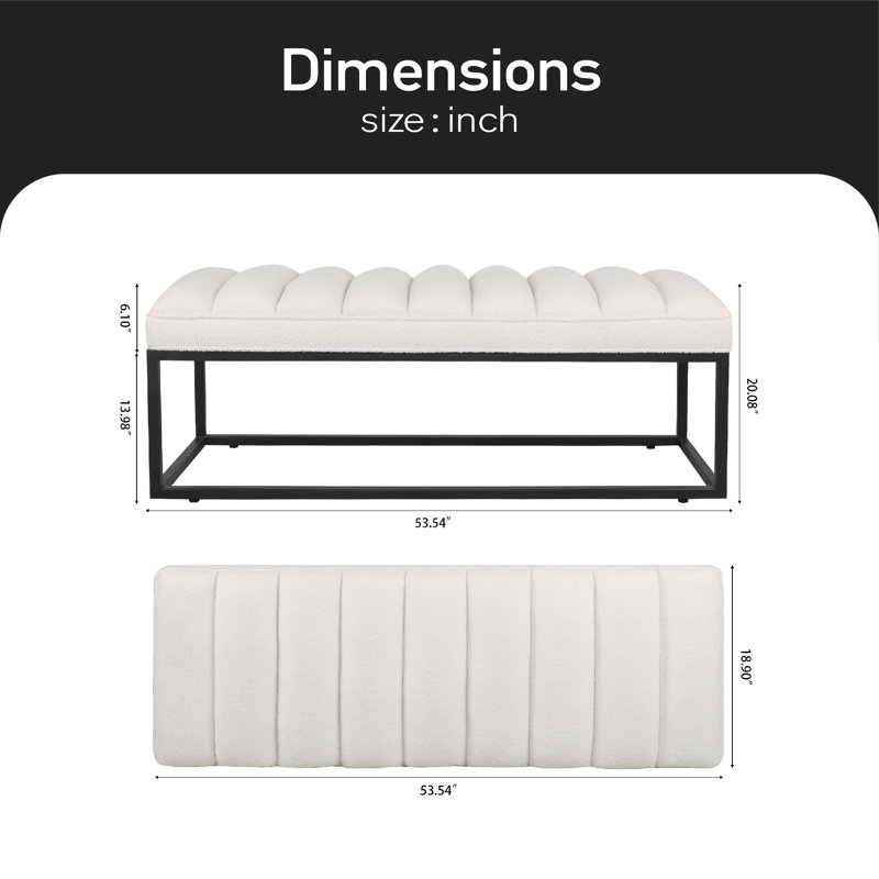 Lateeka Faux Fur Upholstered Bench, White