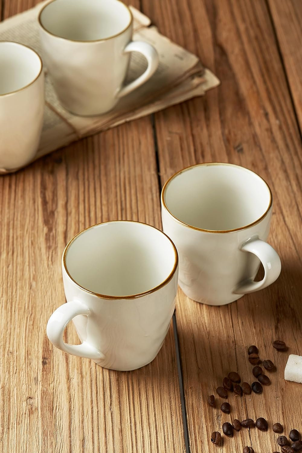 Leny Round Stoneware Mug, Vanilla White