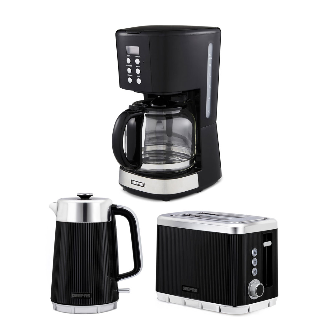 Geepas Unisex Black Arcus 1.7L Kettle And Toaster Set With Filter Coffee Machine In - Image 6
