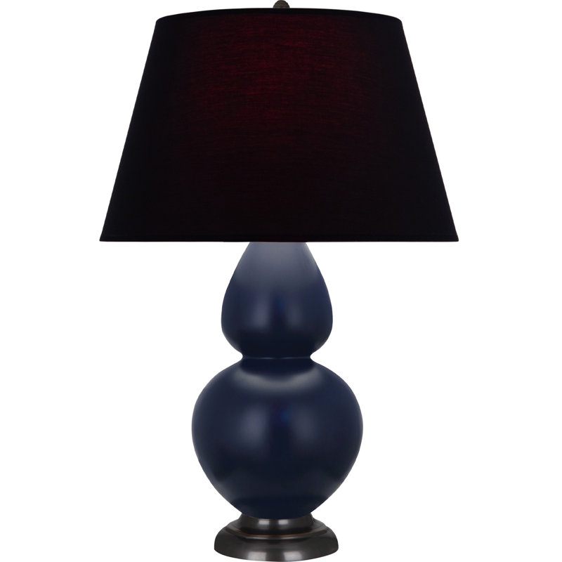 Double Gourd Table Lamp, Navy/Gray, Navy/Antique Silver