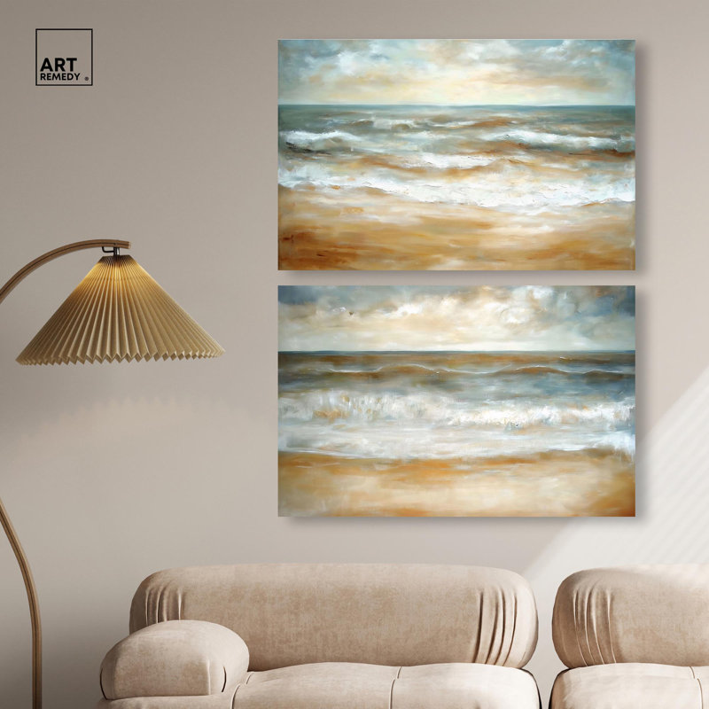 Tranquil Sea Set Canvas Set of 2 Calming Wall Art by , H 10 po x l 15 po, Toile tendue
