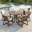 Ensemble de patio extérieur durable pour 6 personnes - Table ronde spacieuse avec chaises rembourrées et trou de parasol pour les réceptions en plein air-2131078707