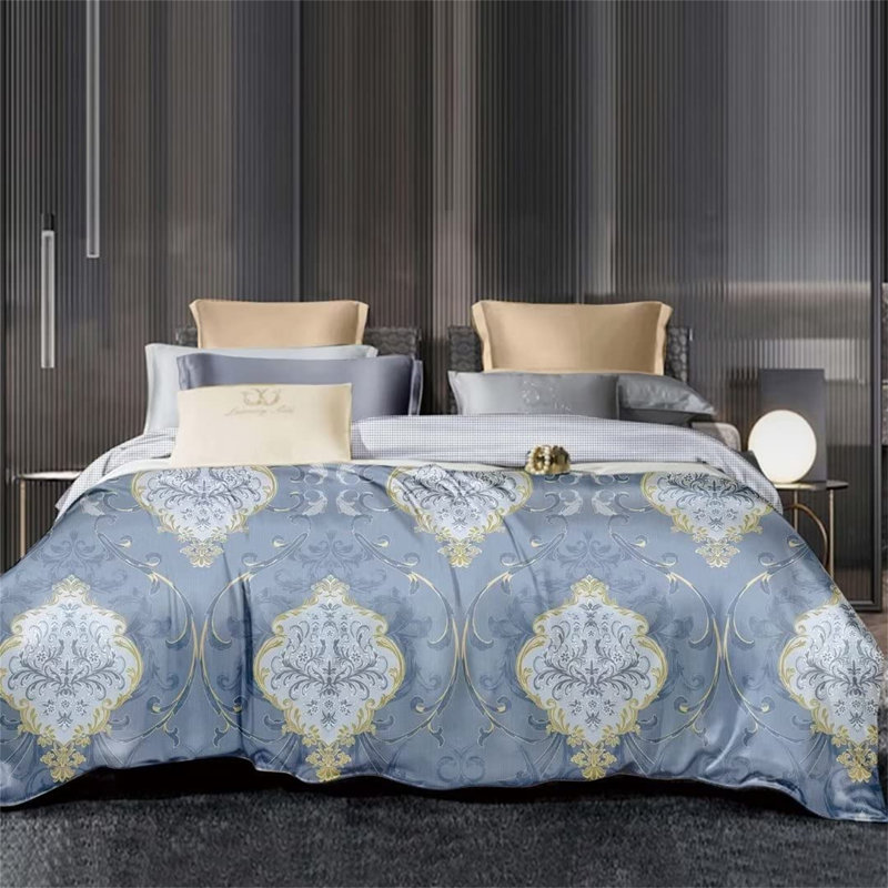 Floral Comforter, Twin Comforter + 1 Standard Sham, Blue