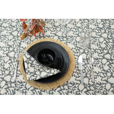 Ensemble de 6 serviettes de table à motif bloc Fabikine, Manikarnika, gris {Ensemble de 6}
