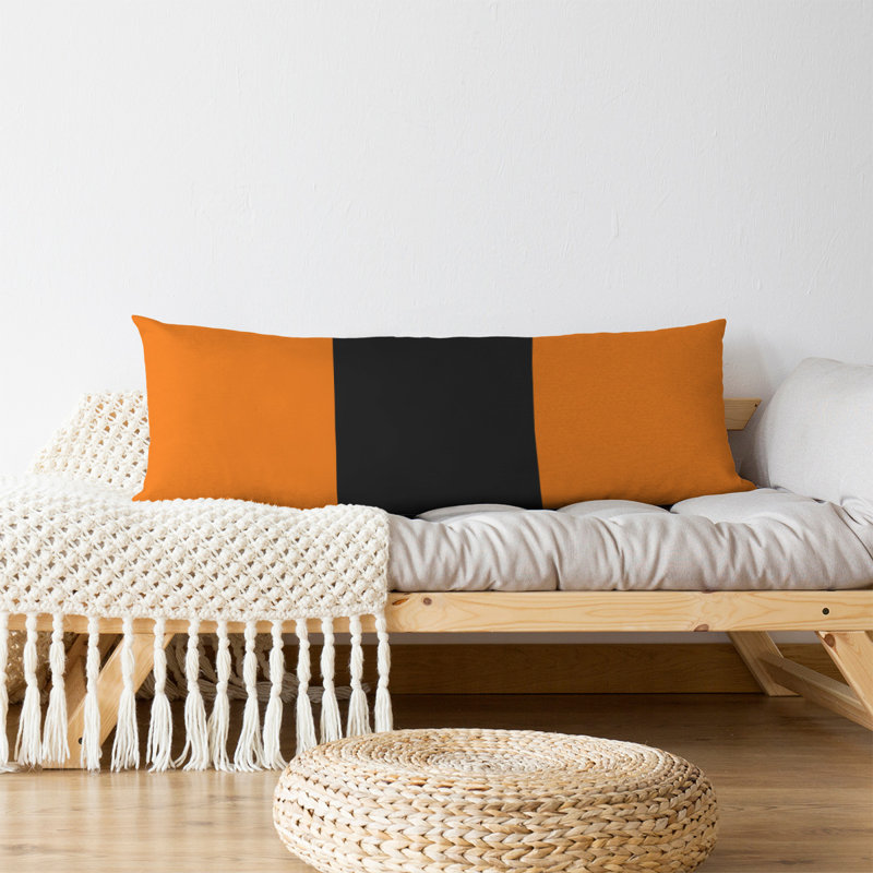 Abel Polyester Medium Pillow, Orange/Black/Orange