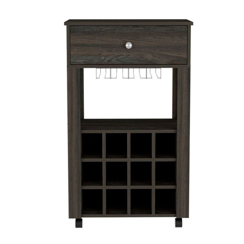 Espresso 1-Drawer 12-Bottle Wine Cabinet Carbon, Brown