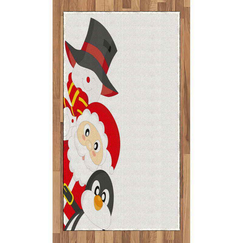 Tapis décoratif à fibres longues haute densité en polyester et coton style Noël, Rectangle 2 pi 7 po x 5 pi